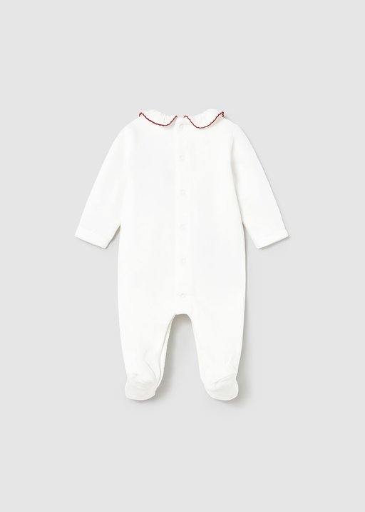 Mayoral Velour Onesie - Guinda (White)