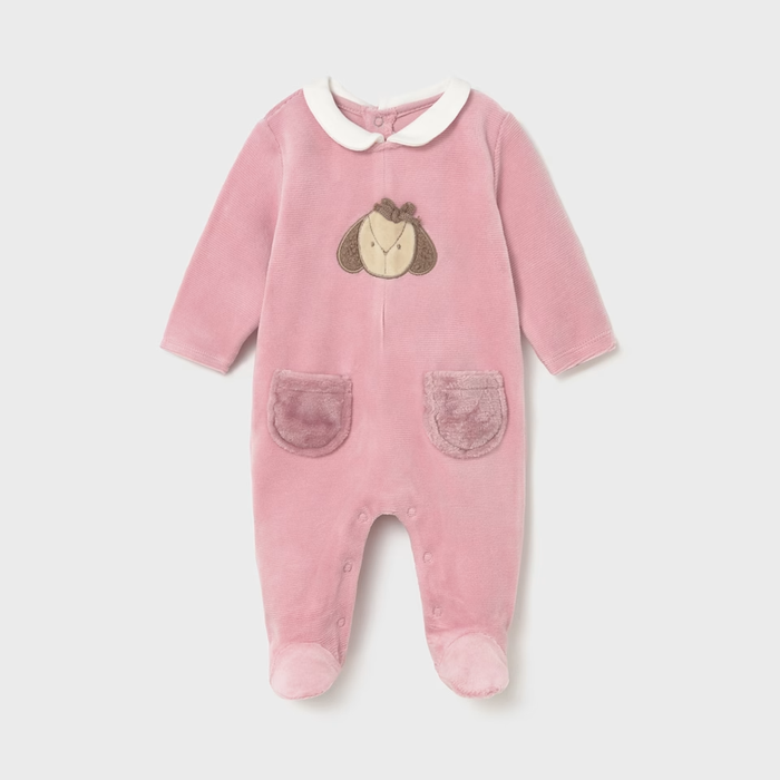 Mayoral Velour Onesie - Orquidea (Pocket)