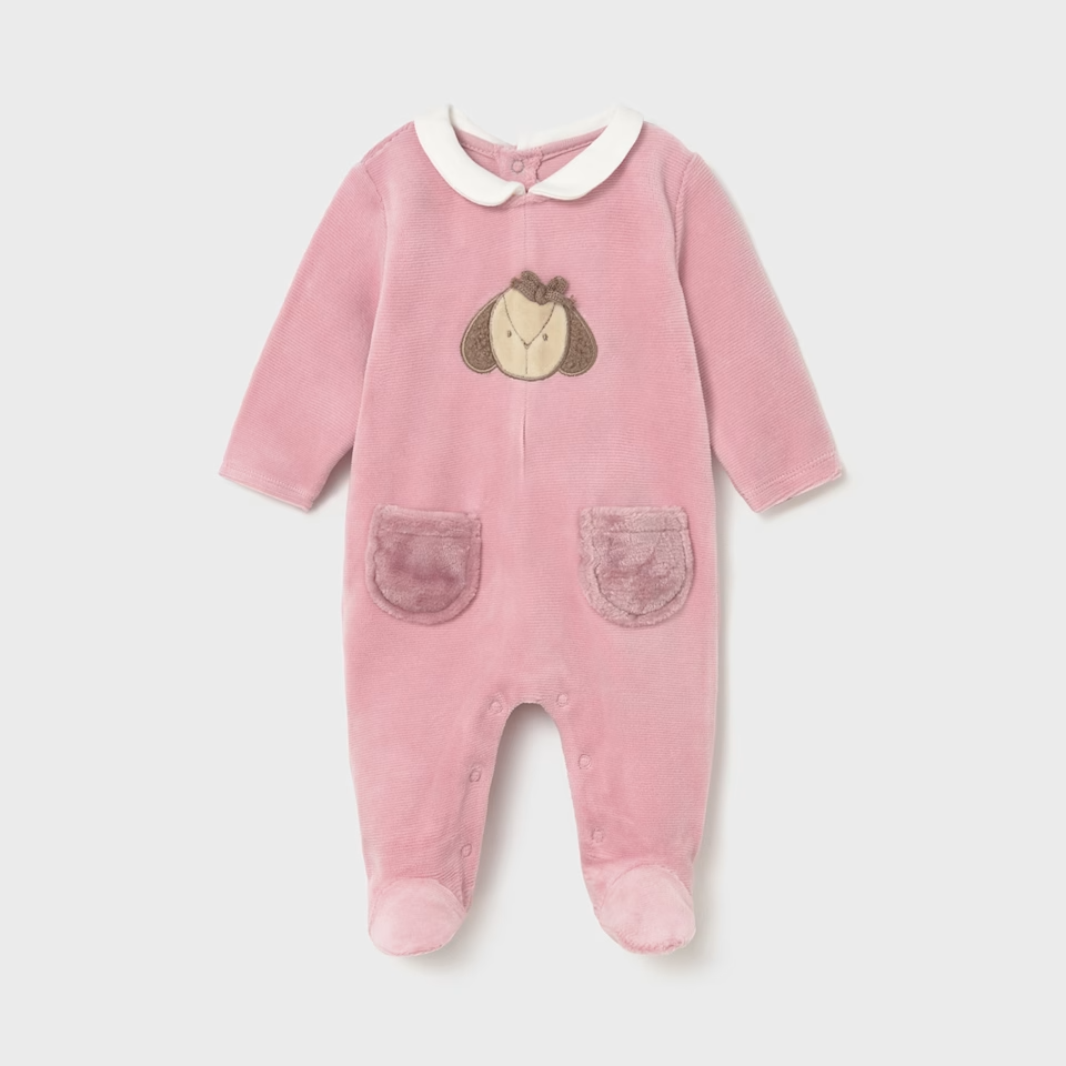 Mayoral Velour Onesie - Orquidea (Pocket)