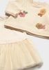 Mayoral Tricot/Tulle Dress Set - Cream