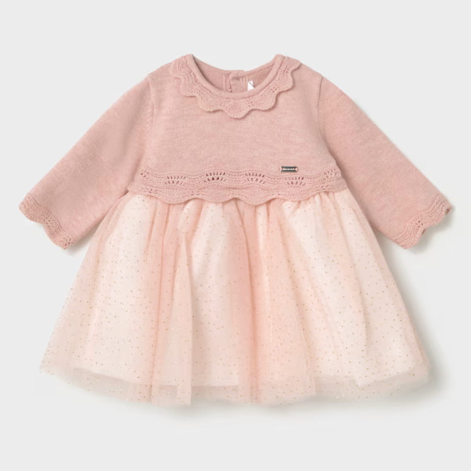 Mayoral Tricot/Tulle Dress - Rosa Baby