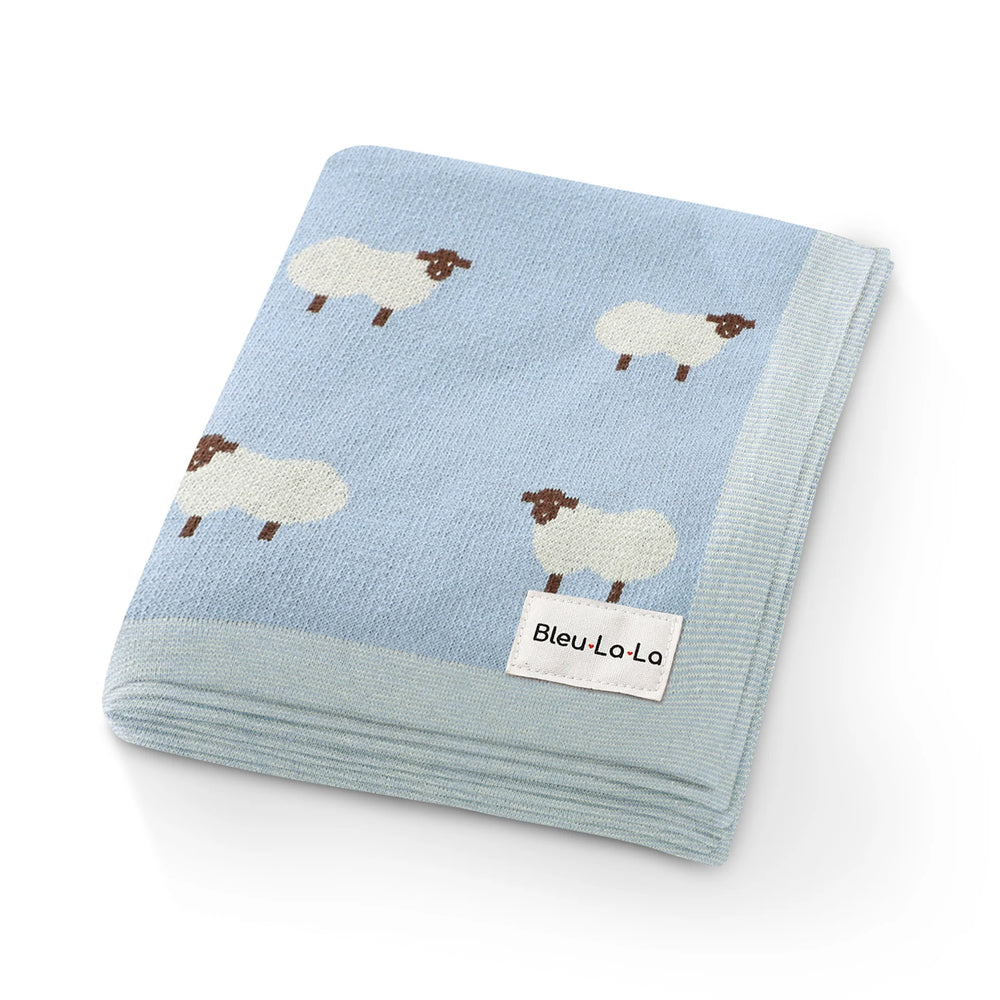 Bleu La La Swaddle Blanket Sheep - Baby Blue