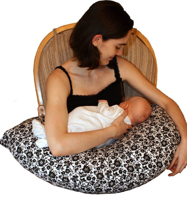 Cozy Cuddles Nursing Pillow Swiss Dot On Black