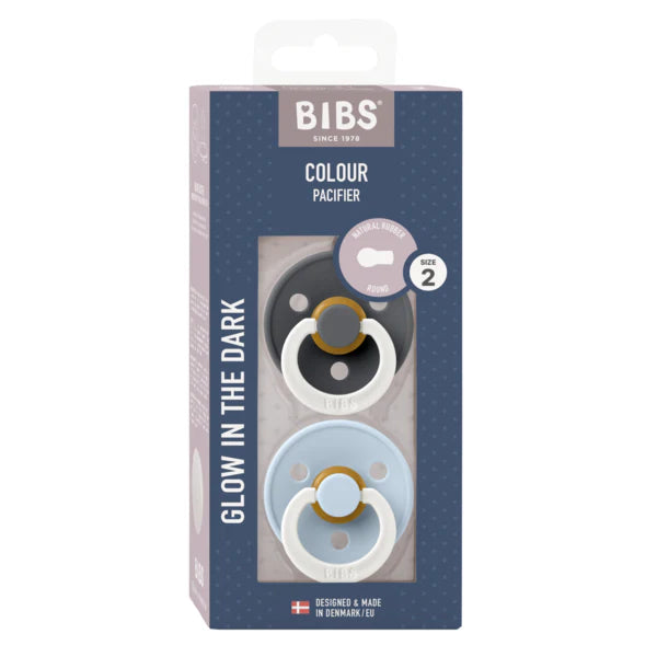 Bibs Pacifier Original Colour 2pk - Iron/Baby Blue 0-6M