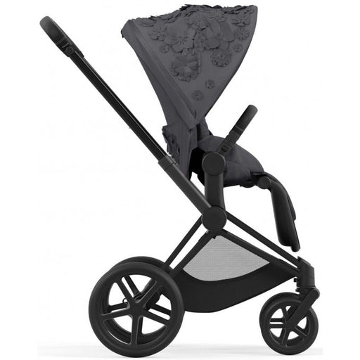Cybex Priam4 - Matte Black Frame w/ Simply Flowers Grey Seat