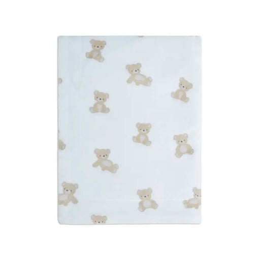 Piccolo Bambino Bear Printed Plush Blanket 30''x40'' - Blue