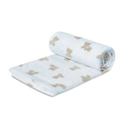 Piccolo Bambino Bear Printed Plush Blanket 30''x40'' - Blue
