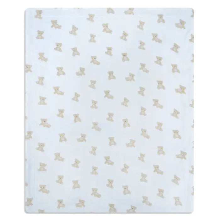 Piccolo Bambino Bear Printed Plush Blanket 30''x40'' - Blue