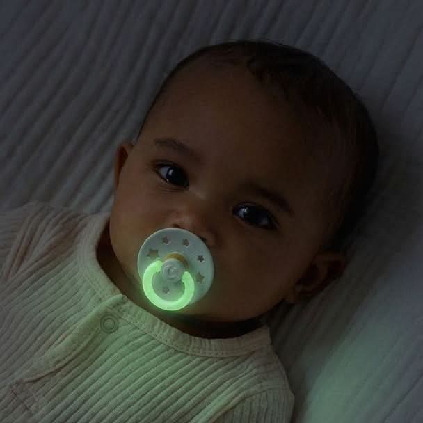 Itzy Ritzy Natural Rubber Pacifier Glow In The Dark 2pk - Sage and Gray