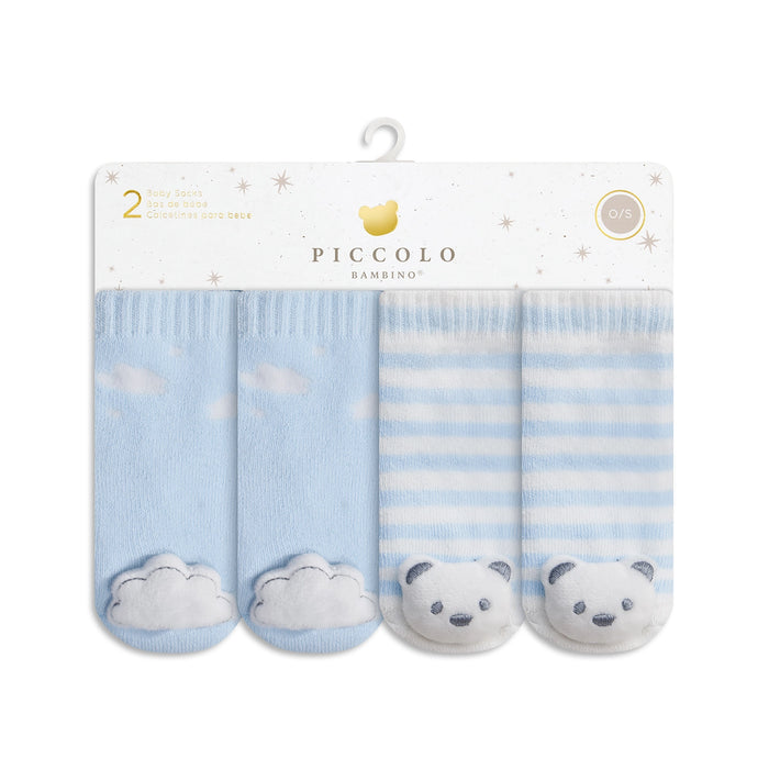 Piccolo Bambino 2pk Rattle Socks - Blue