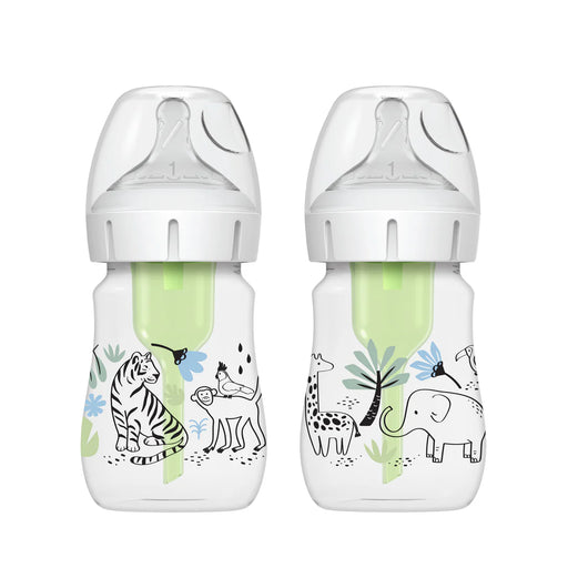 Dr Brown's Wide-Neck Anti-Colic Options+ 2pk Designer Bottles - Jungle 5oz
