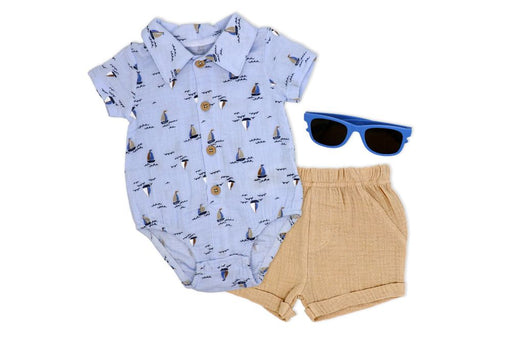 Rose Textiles Sterling Baby Boys 3 Pieces Short Set: Sailboat