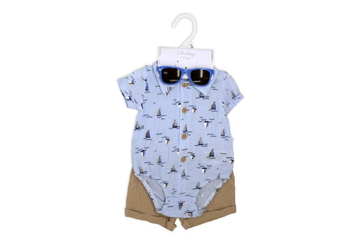 Rose Textiles Sterling Baby Boys 3 Pieces Short Set: Sailboat