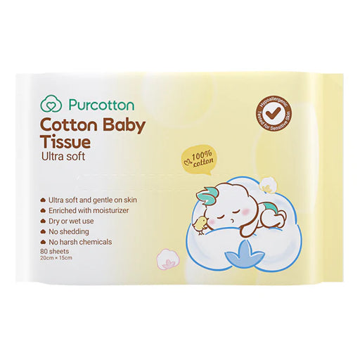 Purcotton Cotton Baby Tissues 80 Sheets