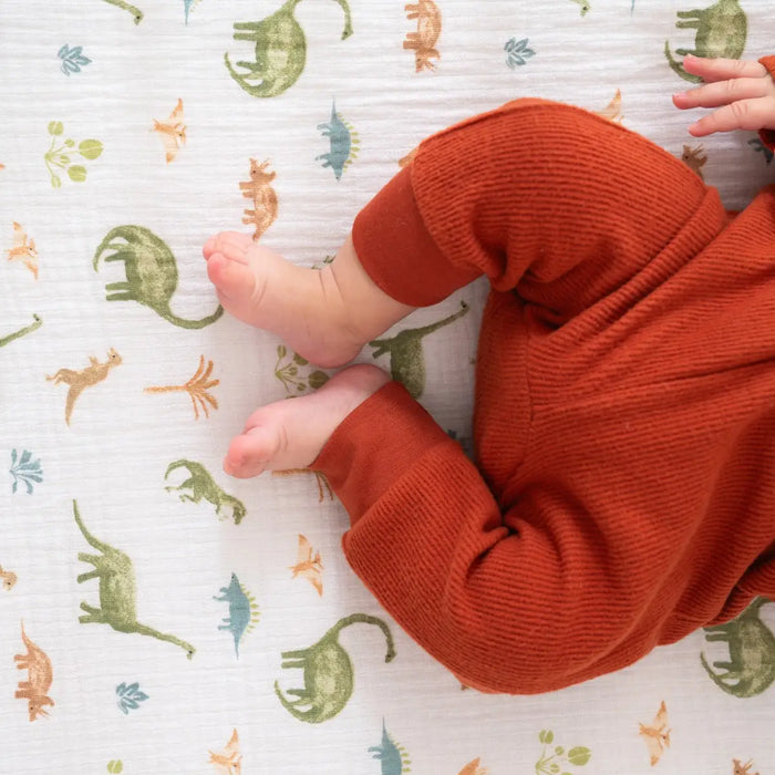 Aden + Anasis Muslin Crib Sheet - Dino Jungle
