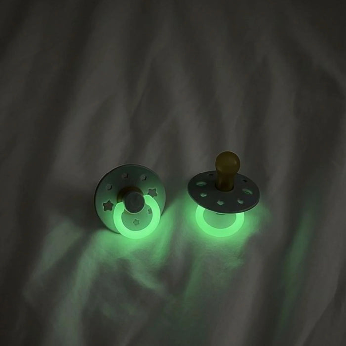 Itzy Ritzy Natural Rubber Pacifier Glow In The Dark 2pk - Sage and Gray