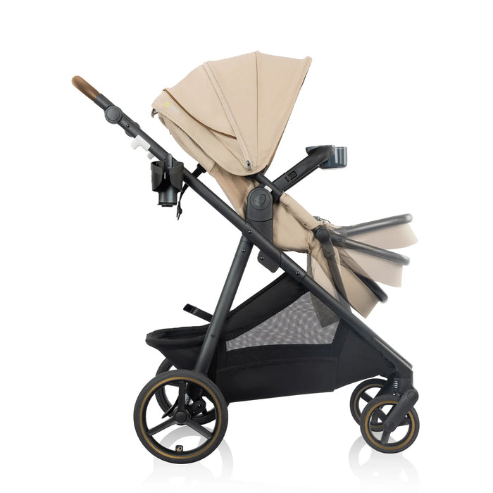 Evenflo Shyft Intuiti Travel System w/ Revolve LiteMax NXT & Sensory Soothe - Travertine (Gold) TS101212547C
