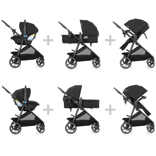 Evenflo Shyft Intuiti Travel System w/ Revolve LiteMax NXT & Sensory Soothe - Jasper Black (Gold) TS101212534C