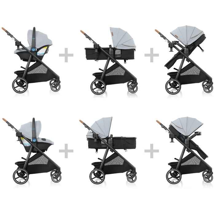 Evenflo Shyft Intuiti Travel System w/ Revolve LiteMax NXT & Sensory Soothe - Quartz (Gold) TS101212545C