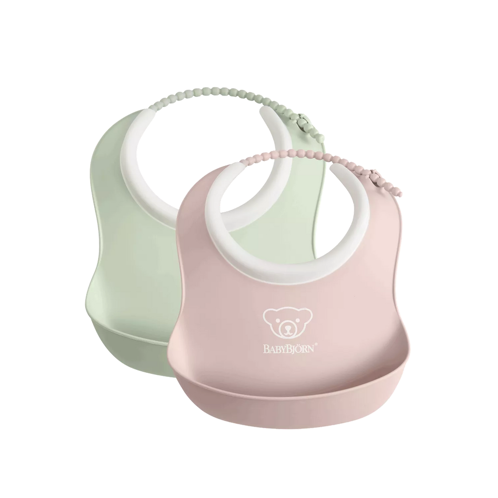 BABYBJÖRN Small Baby Bib 2-pack Powder Green/ Powder Pink