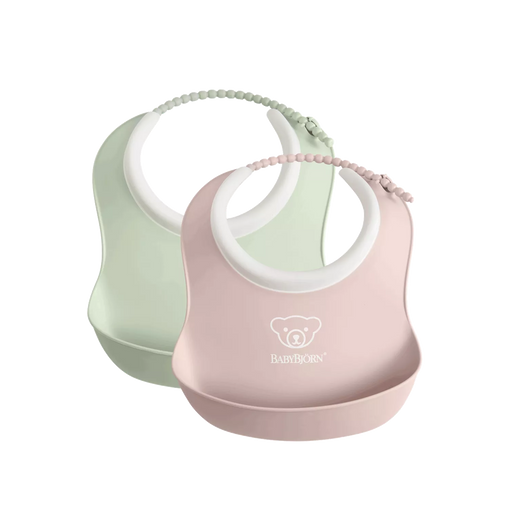 BABYBJÖRN Small Baby Bib 2-pack Powder Green/ Powder Pink
