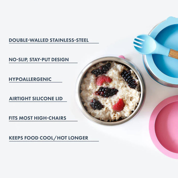 Avanchy Stainless Steel Suction Baby Bowl - Pink