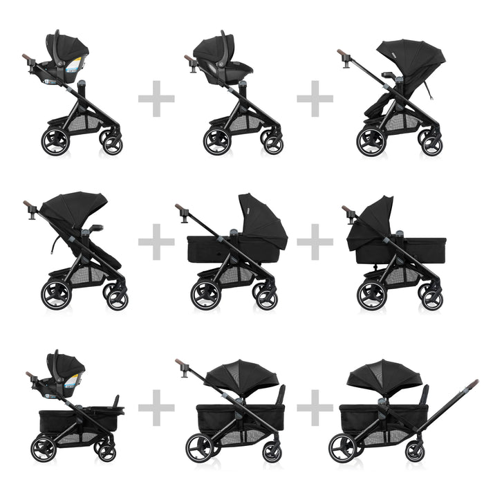 Evenflo Transformer Stroller to Wagon Travel System - Pitch Black