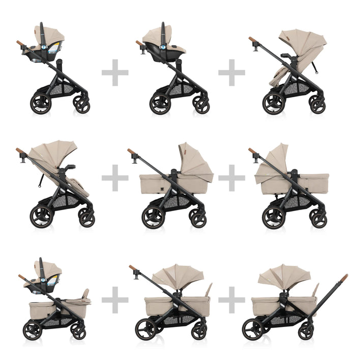 Evenflo Transformer Stroller to Wagon Travel System - Travertine