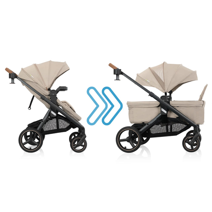 Evenflo Transformer Stroller to Wagon Travel System - Travertine