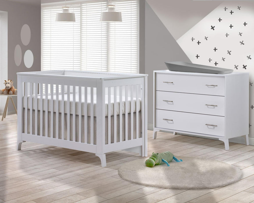 Natart Tulip Metro Convertible Crib and 3 Drawer Dresser XL - White (MARKHAM STORE PICK UP ONLY)