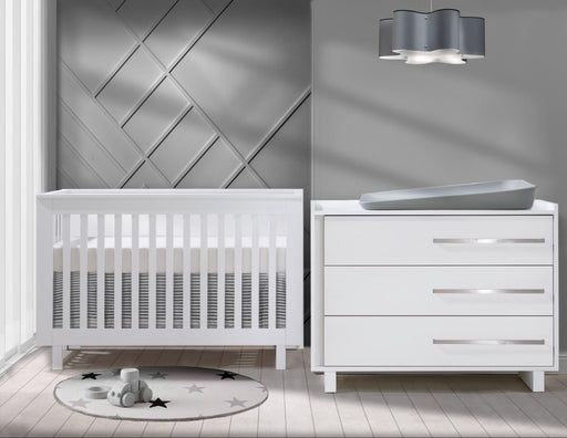 Natart Tulip Urban Convertible Crib and 3 Drawer Dresser XL - White - MARKHAM STORE PICKUP ONLY