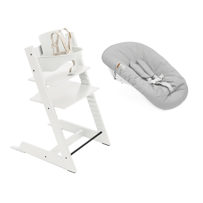 Stokke Tripp Trapp High Chair White + FREE Newborn Set (Grey)