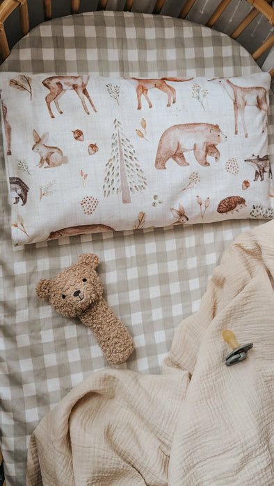 Veille Children's Pillowcase - Woodland Friends + Maovic Mini Buckwheat Hull Pillow