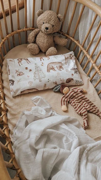 Veille Children's Pillowcase - Woodland Friends + Maovic Mini Buckwheat Hull Pillow