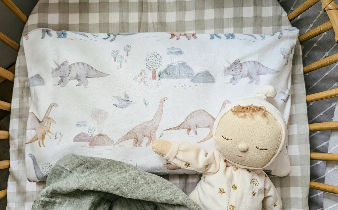 Veille Children's Pillowcase - Jurassic + Maovic Mini Buckwheat Hull Pillow