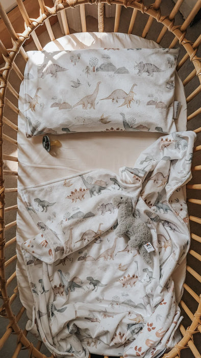 Veille Children's Pillowcase - Jurassic + Maovic Mini Buckwheat Hull Pillow