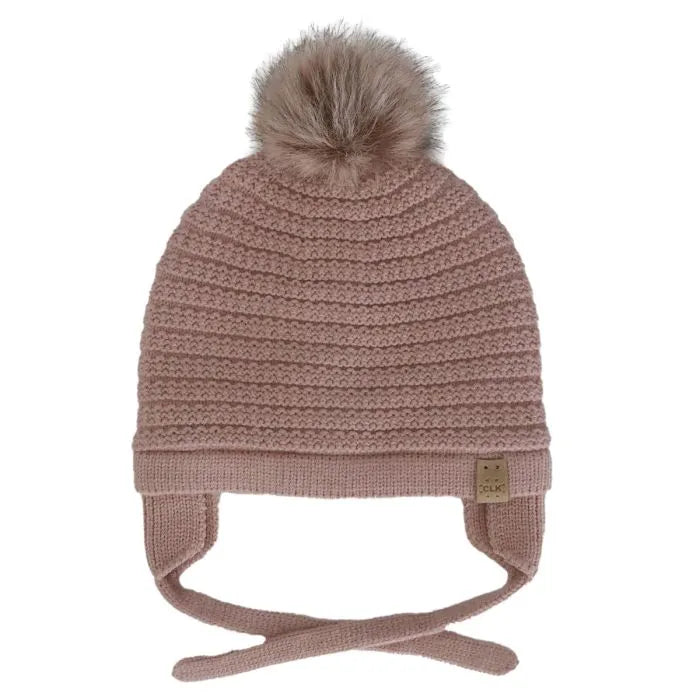 Calikids Winter Knit Hat One PomPom - Rose Dust