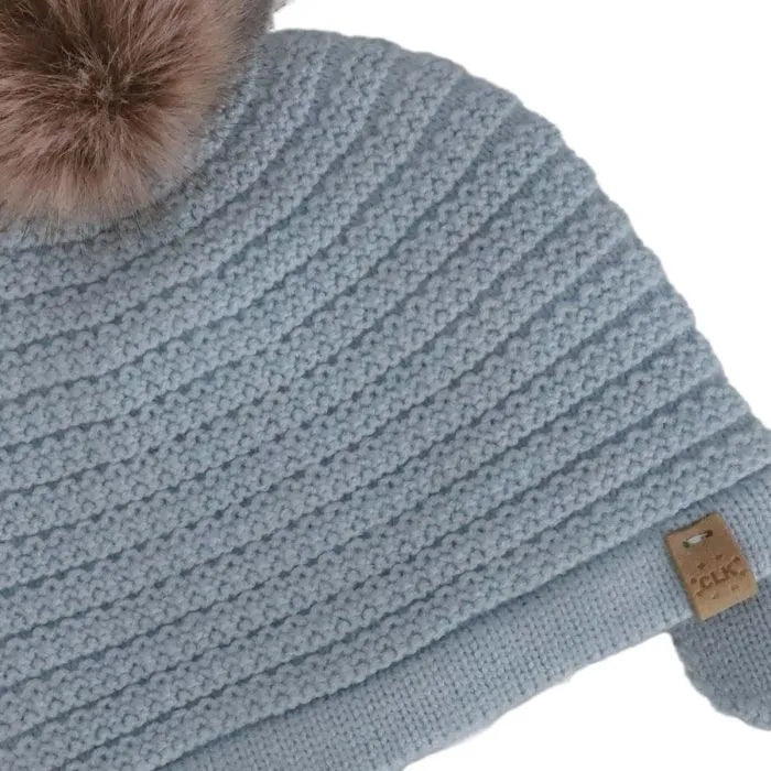 Calikids Winter Knit Hat One PomPom - Sterling Blue