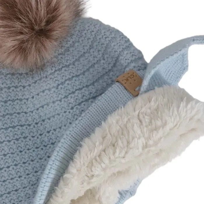 Calikids Winter Knit Hat One PomPom - Sterling Blue