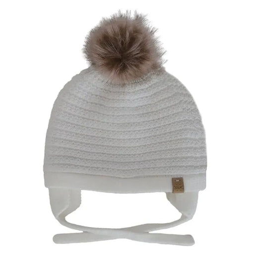 Calikids Winter Knit Hat One PomPom - White