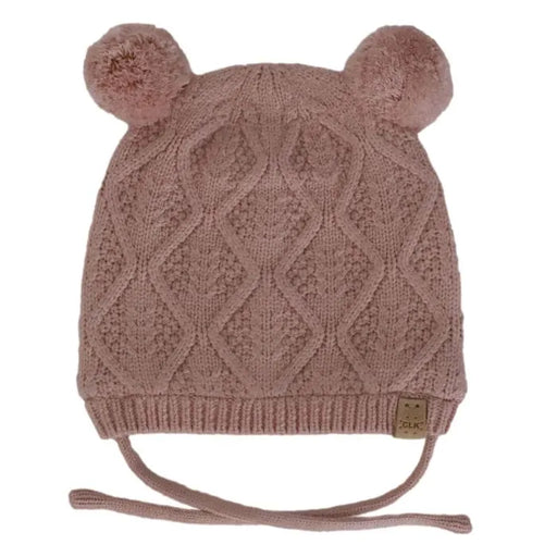 Calikids Winter Knit Hat Two PomPom - Rose Dust