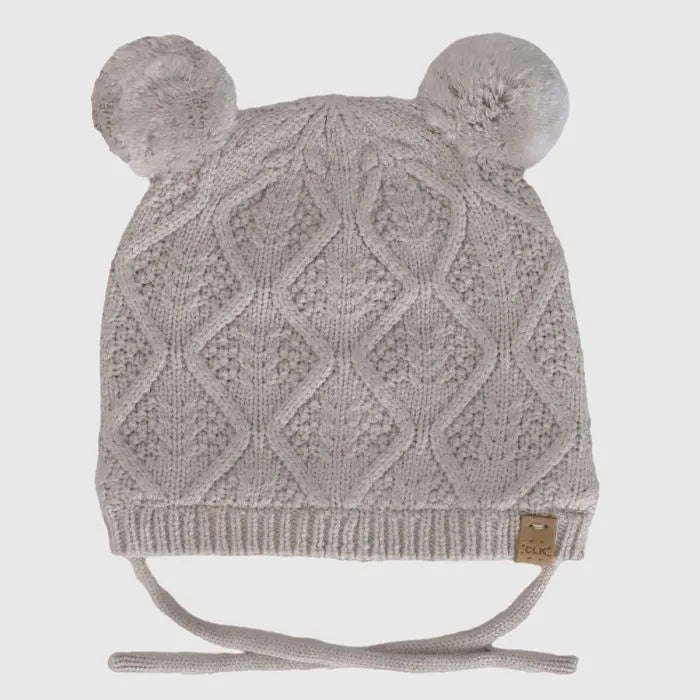 Calikids Winter Knit Hat Two PomPom - Moon Beam