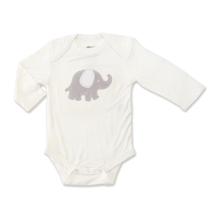 Silkberry Baby Wild By Nature Bamboo Onesie Lap Neck - Mocha Elephant