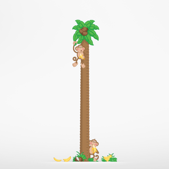 Oliver's Label Personalized Growth Chart Decals - Monkeys