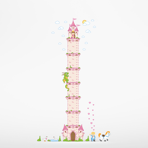 Oliver's Label Personalized Growth Chart Decals - Princess