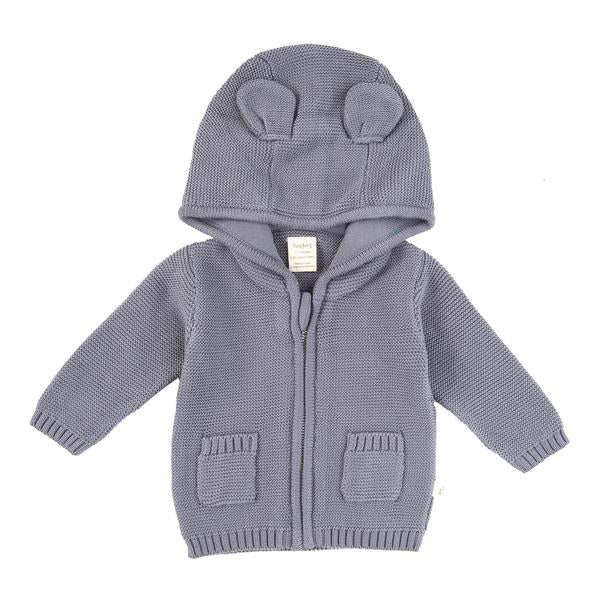 Tiny Twig Knitted Zip Hoodie - Soft Grey TTW20-K4