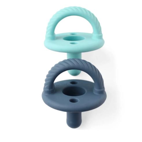 Itzy Ritzy Sweetie Soother 2pk - Nautical Navy and Robin's Egg Cables
