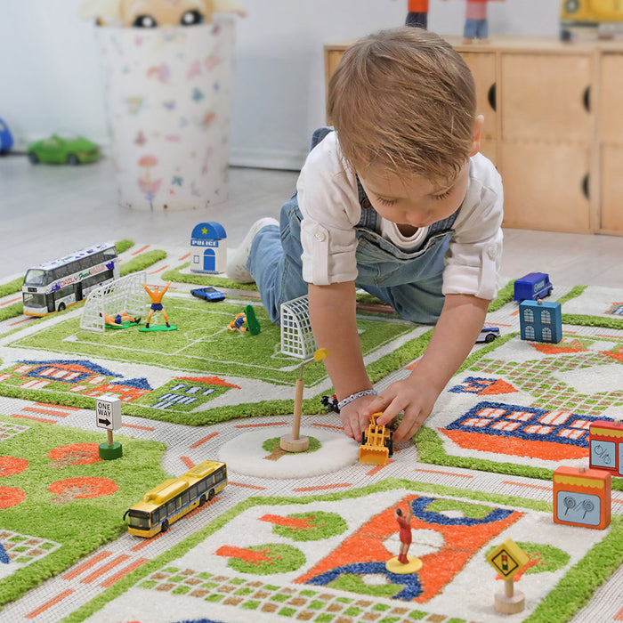 IVI 3D Play Carpets 100x150cm - Traffic Green Road YE10153