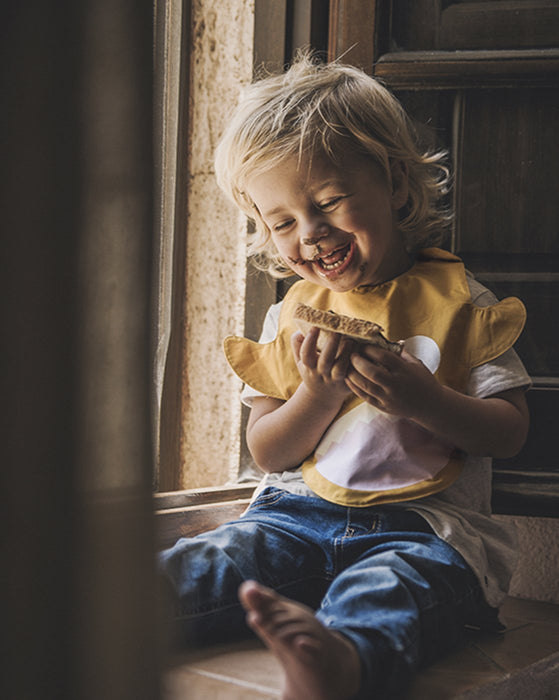 Baby Bites Waterproof Shark Bib - Stone Grey