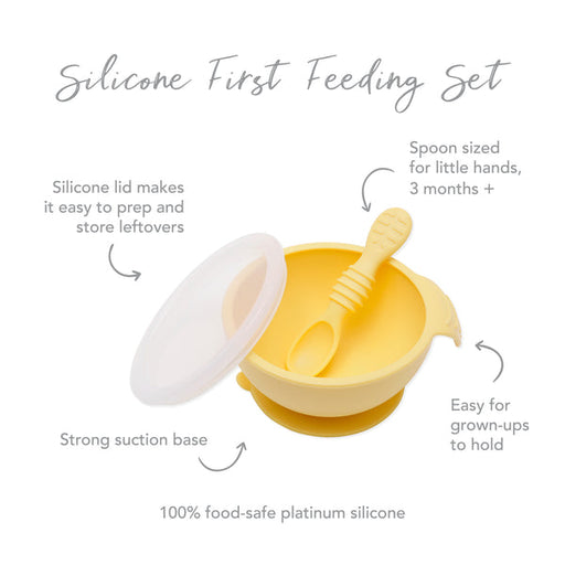Bumkins Silicone First Feeding Set with Lid & Spoon - Pineapple